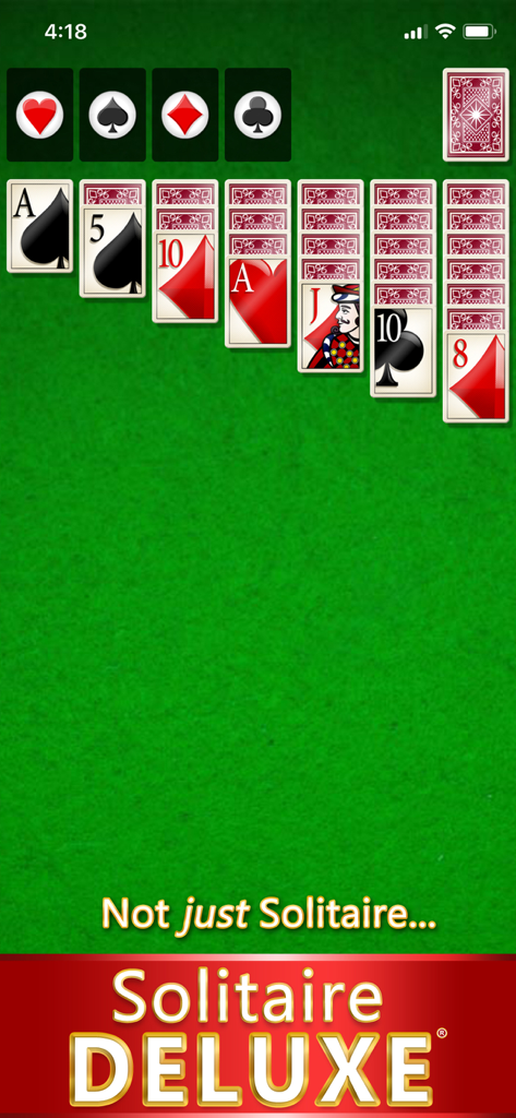 Solitaire: Deluxe® Classic - Solitaire Deluxe Classic gameplay featuring large EasyRead cards on a green background