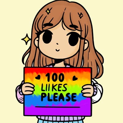 a girl holding up a sign saying 100 likes please