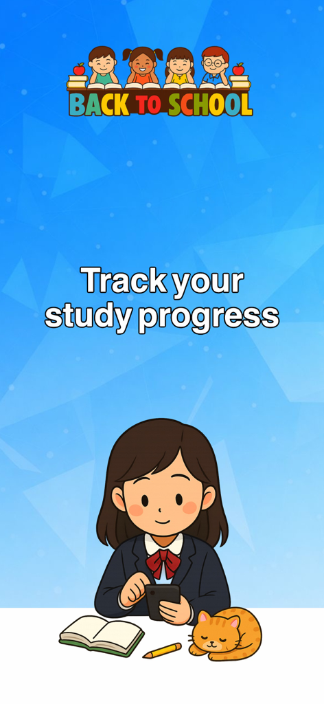 myGrade: Student Grade Report - Cartoon illustration of a student tracking academic progress on a mobile phone
