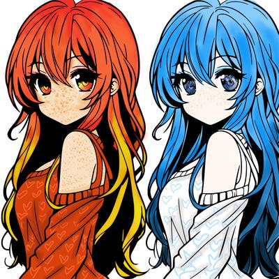 pretty anime girl with long hair