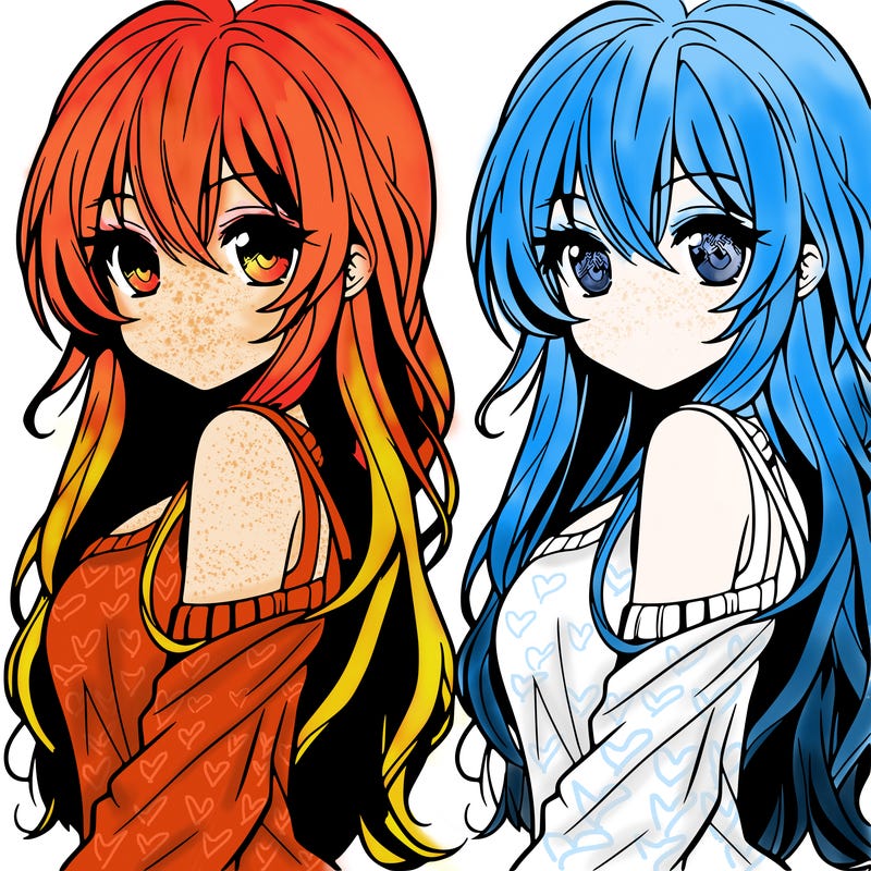 pretty anime girl with long hair