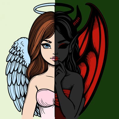 realistic angel half demon