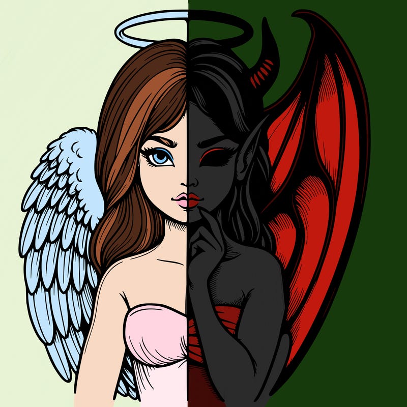 realistic angel half demon