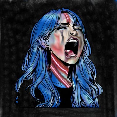 screaming realistic, girl