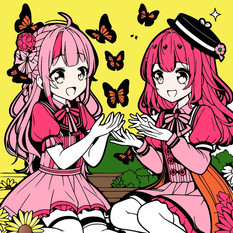 girls butterflies anime