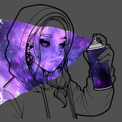 a realistic girl, spray painting