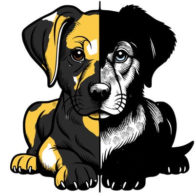 realistic dog split picture