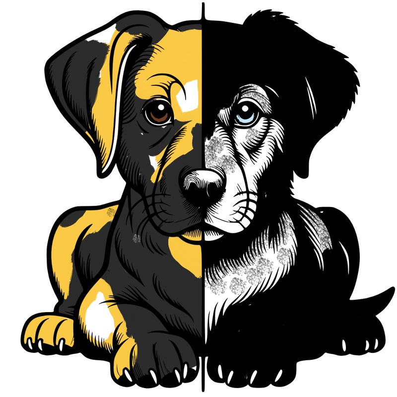 realistic dog split picture