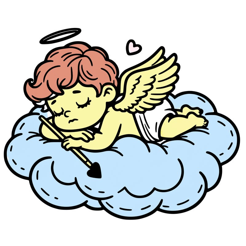 cupid asleep on a cloud