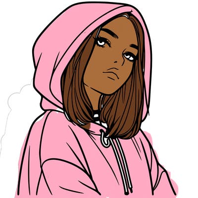 a realistic girl in a hoodie