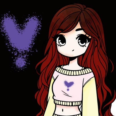 girl with long hair and a crop top with a sweater