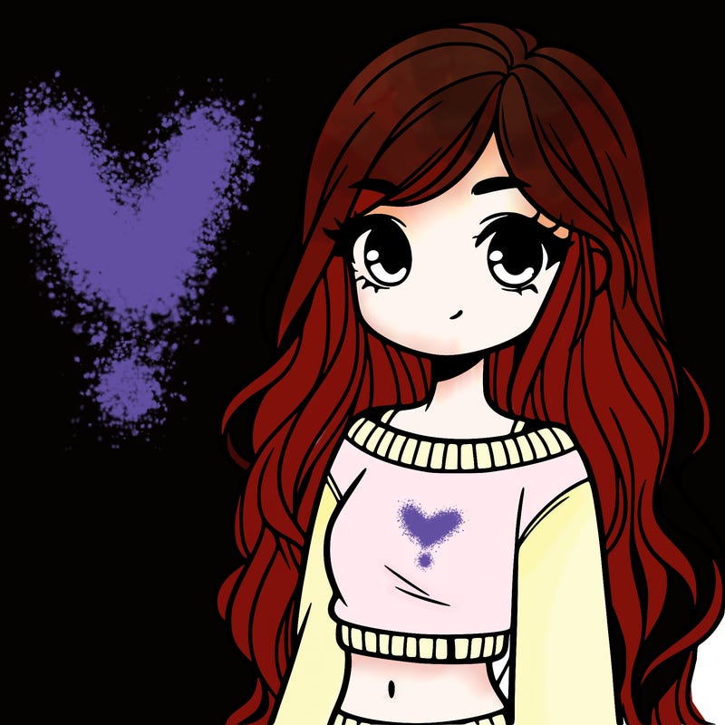 girl with long hair and a crop top with a sweater