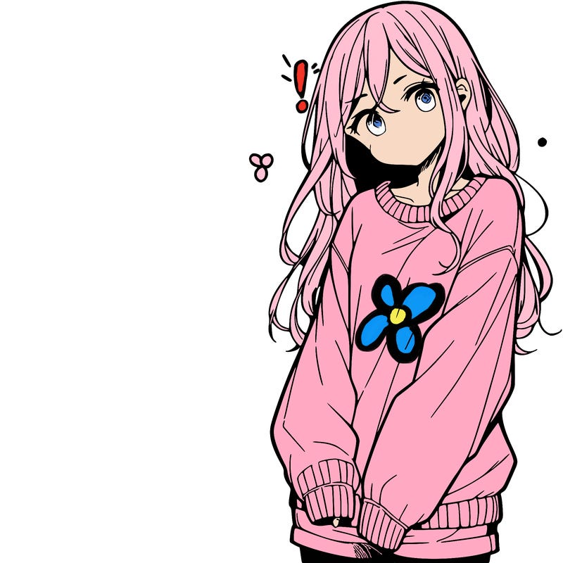 manga teen girl  in a sweater and baggy pants