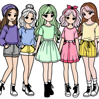 a group of five girls