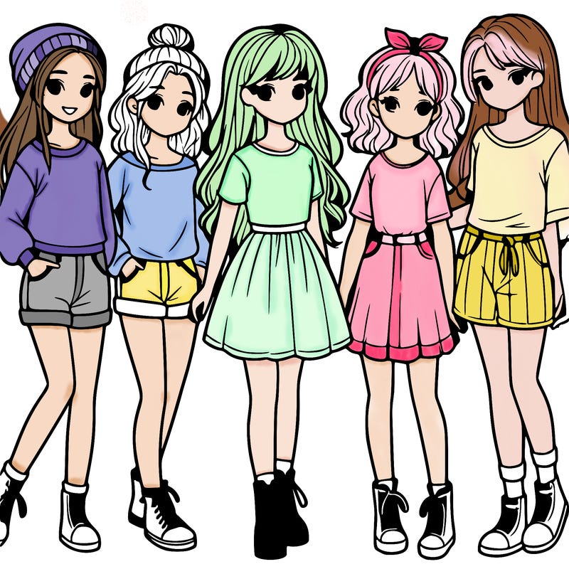 a group of five girls