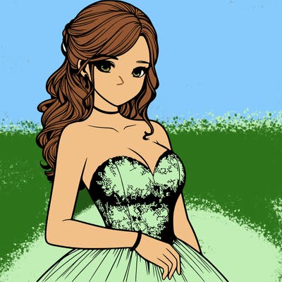 realistic girl in prom dress