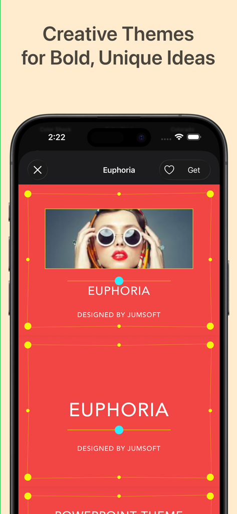 Vista previa móvil del tema creativo Euphoria para presentaciones de Google Slides