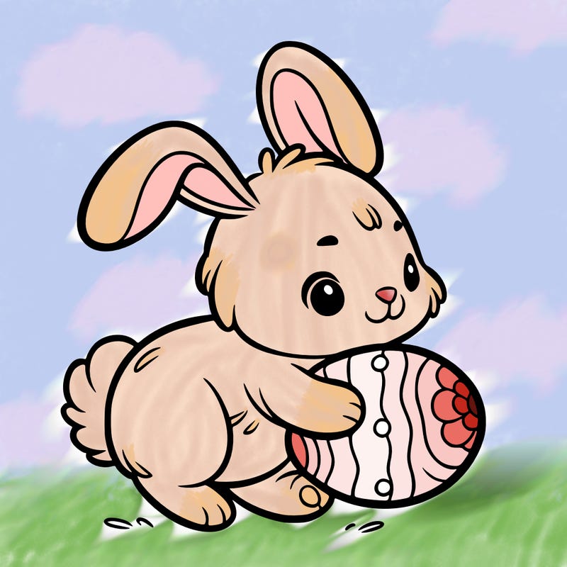 rabbit carrying an easter egg