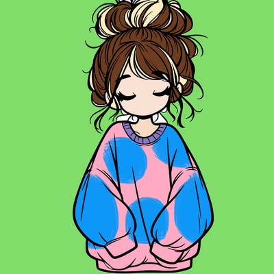 girl with baggy sweatshirt and messy bun