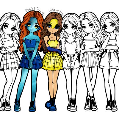 a group of girls realistic