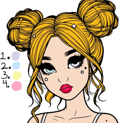 realistic girl with space buns