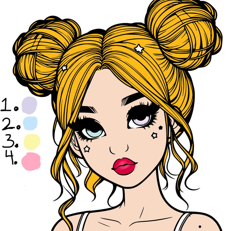 realistic girl with space buns