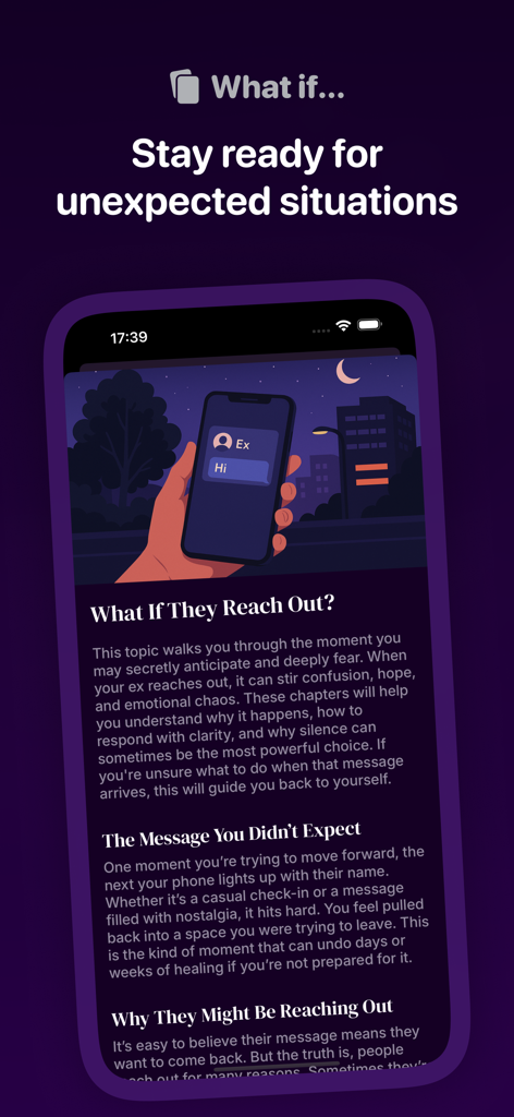 Expert advice lecture about handling an ex reaching out in the No Contact Tracker app.
