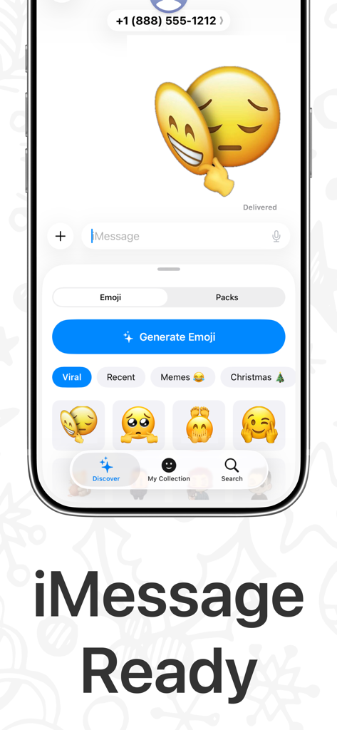 Mojify: AI Emoji Maker - Mojify AI Emoji Maker interface showing iMessage integration and custom emoji generation features