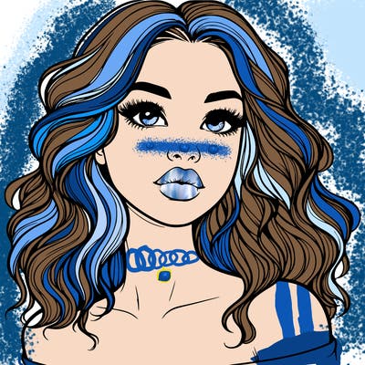realistic girl with wavy hair and lips