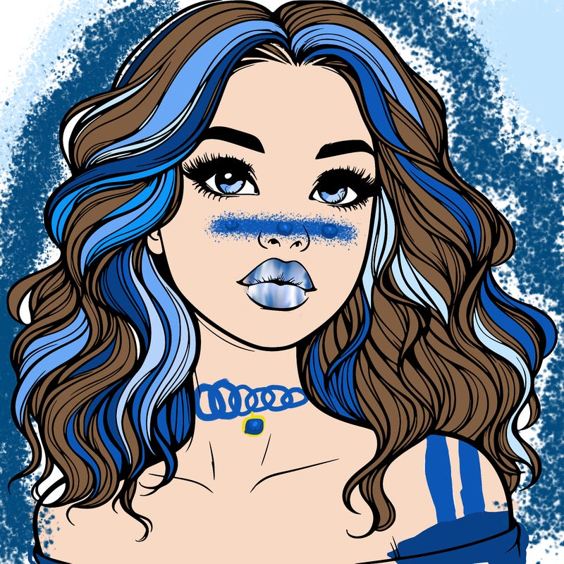 realistic girl with wavy hair and lips