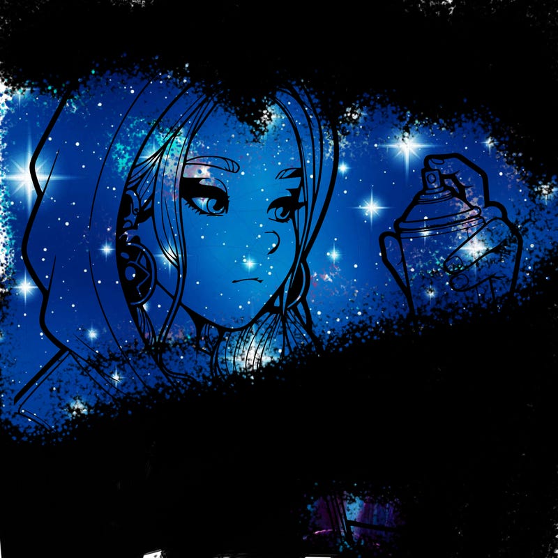 a realistic girl, spray painting