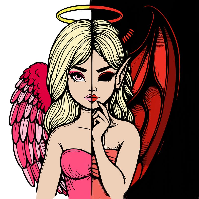 realistic angel half demon