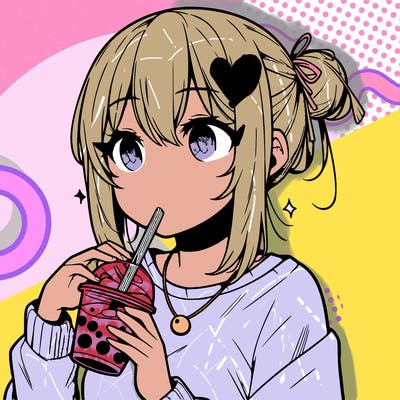 manga character drinking boba