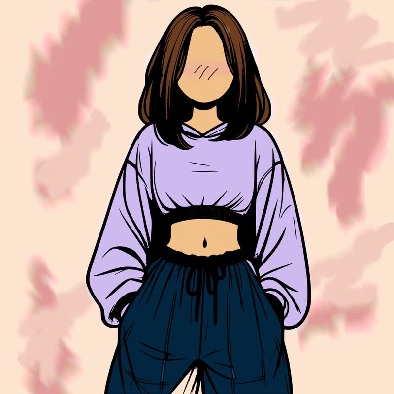 realistic girl faceless with baggy pants and a crop top