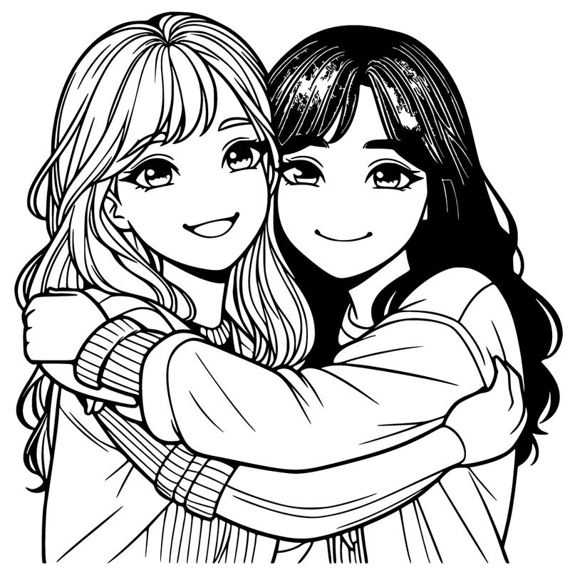 best friends hugging  realistic