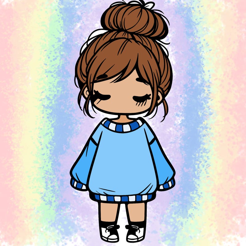 cute girl with baggy sweater and messy bun