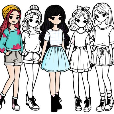 a group of five girls