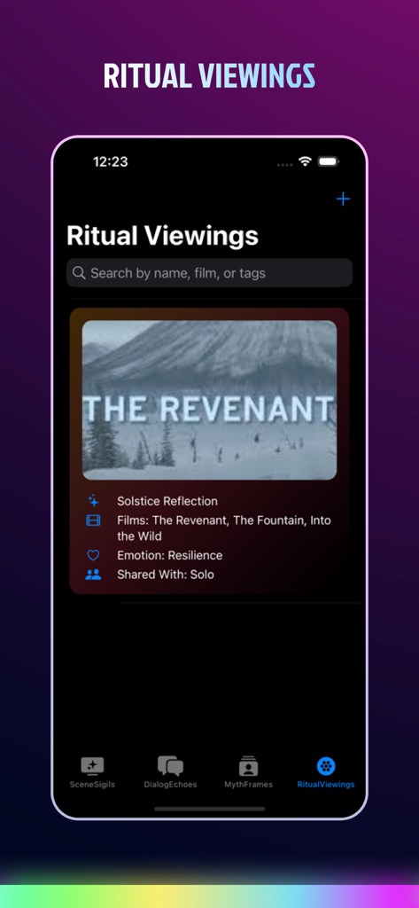 A screenshot of the Multi Television 2025 app showing a cinematic reflection for the film The Revenant