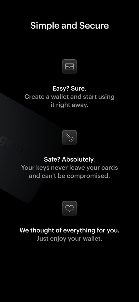 Tangem app interface showcasing the simplicity and security of the crypto wallet