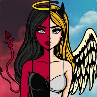 devil vs angel realistic girl
