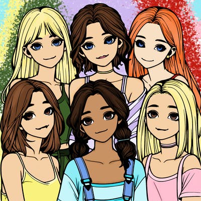 a group of girls realistic