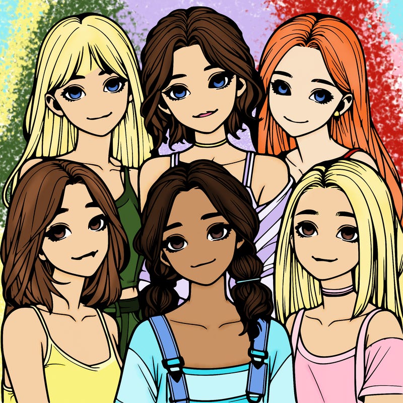 a group of girls realistic