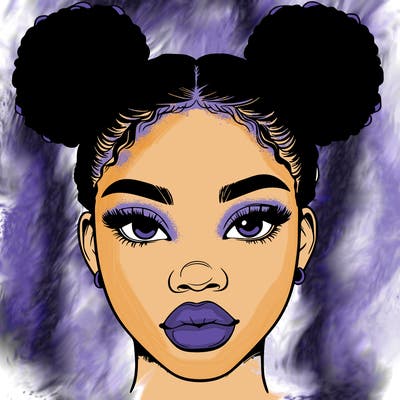 realistic black woman with two buns
