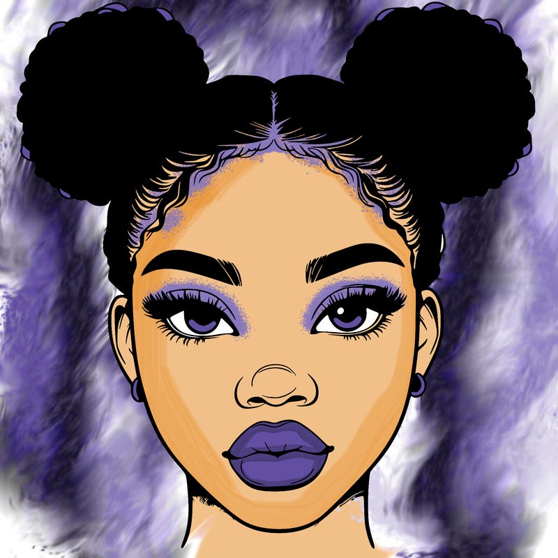realistic black woman with two buns