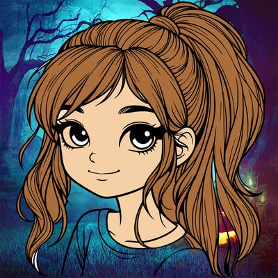 realistic girl with ponytail