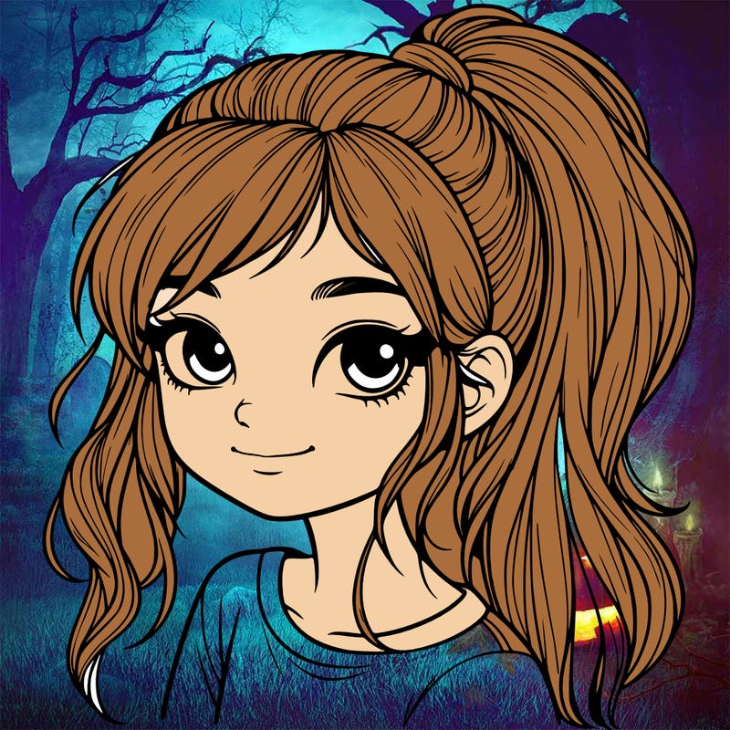 realistic girl with ponytail