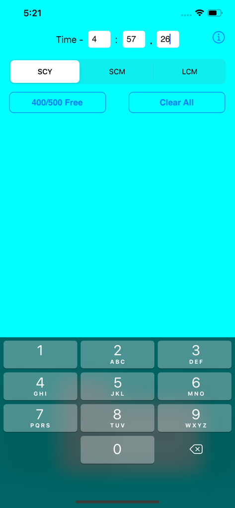 Swim Converter - Swim Converter app interface for entering freestyle swim race times