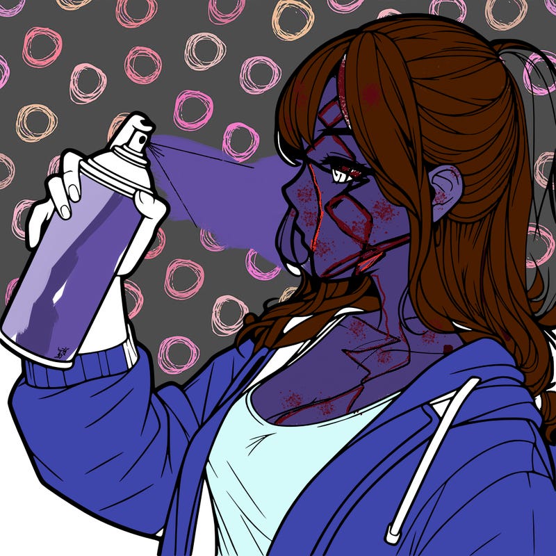 a realistic girl spray, painting