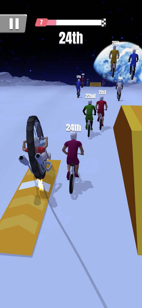 Bike Rush - Corrida multiplayer de bicicleta na superfície lunar no jogo móvel Bike Rush