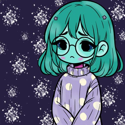 sad girl with glasses in a sweater